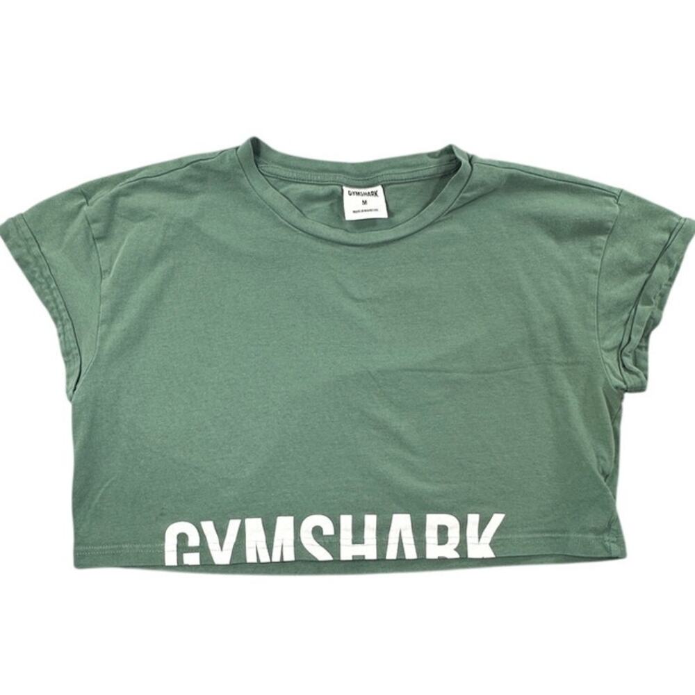 Gymshark Women's Green Crop Top Short Sleeve Logo Tee